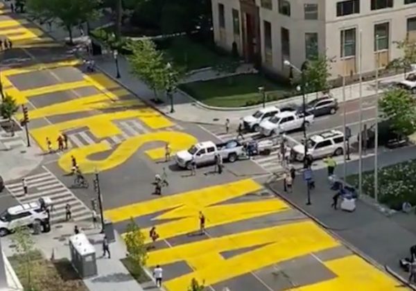 Black Lives Matter Painted on road