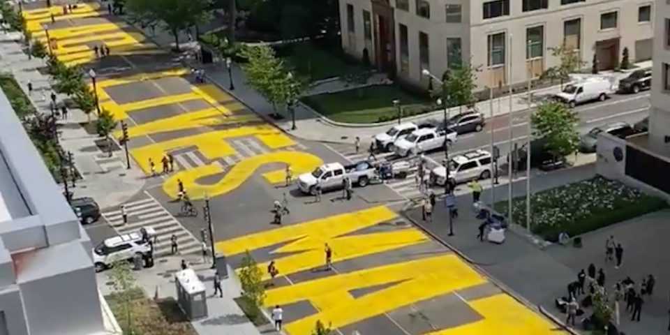 Black Lives Matter Painted on road