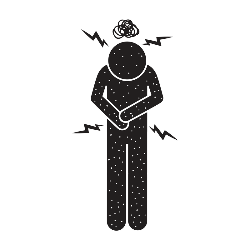 Illustration of constipated person