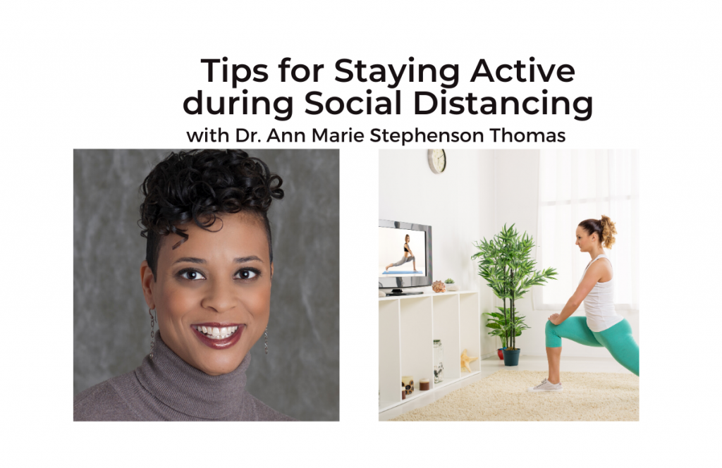 Ann Marie Stephenson Thomas headshot and woman exercising