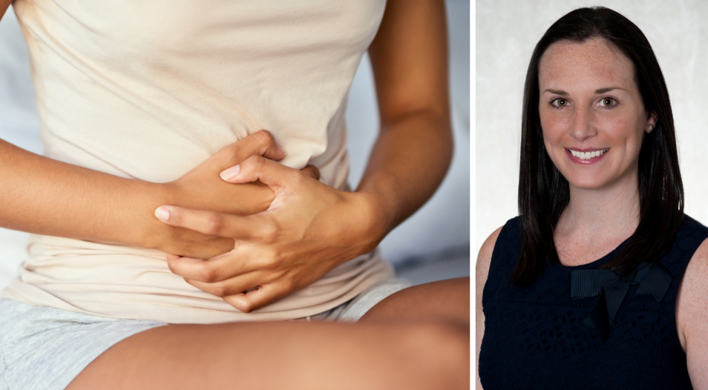 Woman holding stomach