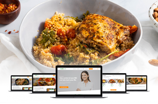 Roasted Chicken dish and modifyhealth screen on computer