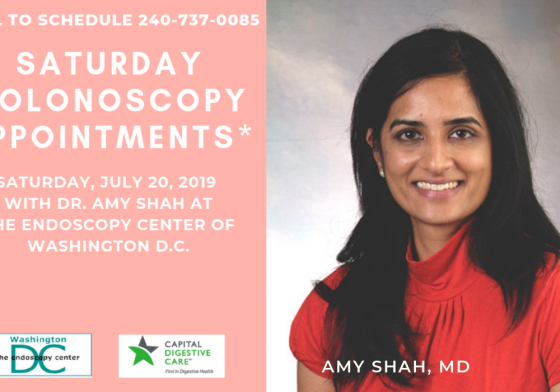 Saturday Colonoscopy Screening Days Poster featuring Amy Shah, MD
