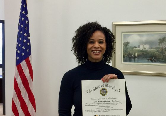 Dr. Ann Marie Stephenson with State Board of Physicians Certificate