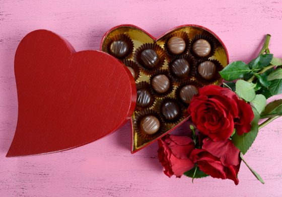 heart box with chocolate