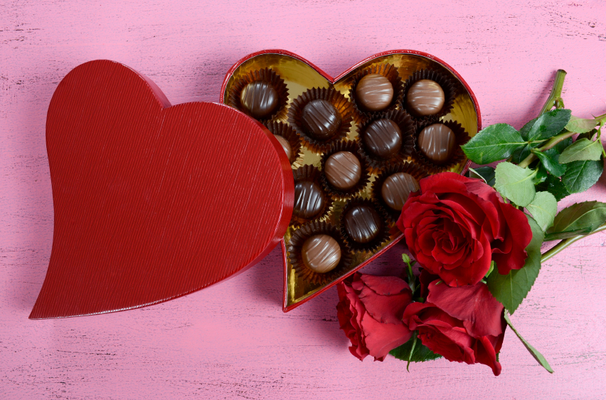 heart box with chocolate